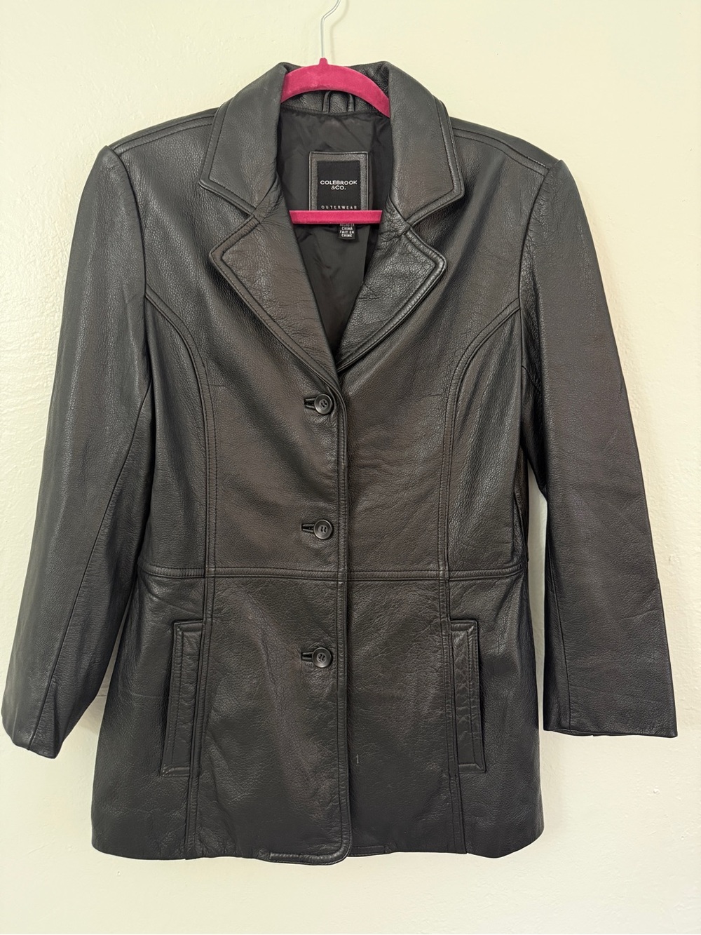 Colebrook Co. Black Leather Button-Front Jacket